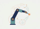 Inverse kinematics diagram: a two-link robot arm reaching a target with elbow-up and elbow-down solutions