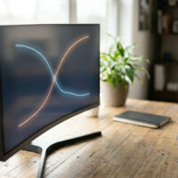 Monitor showing diverging training and validation curves, illustrating overfitting in machine learning