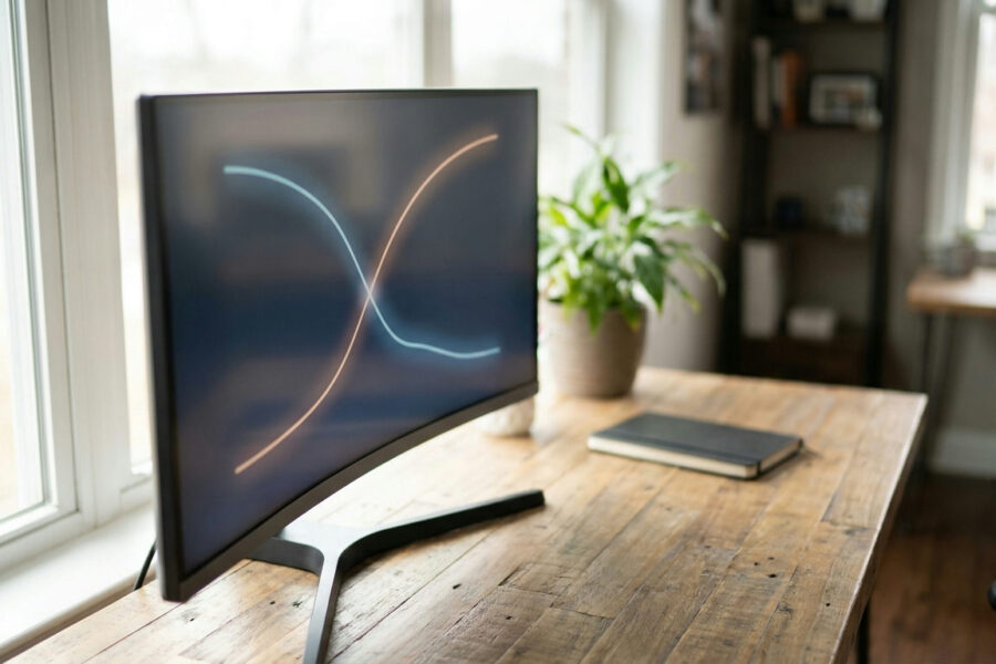 Monitor showing diverging training and validation curves, illustrating overfitting in machine learning