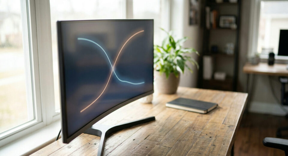Monitor showing diverging training and validation curves, illustrating overfitting in machine learning