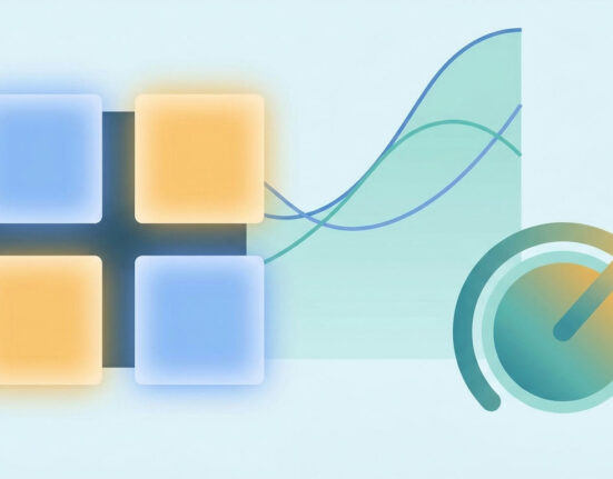 Precision and recall illustrated as a confusion matrix grid beside a threshold slider and trade-off curve